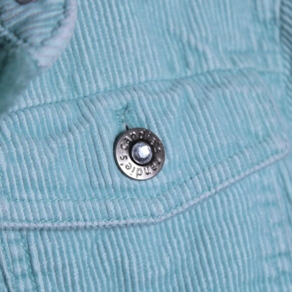 Candies Teal Corduroy Jacket with Rhinestone Buttons Kids Medium - Picture 5 of 14